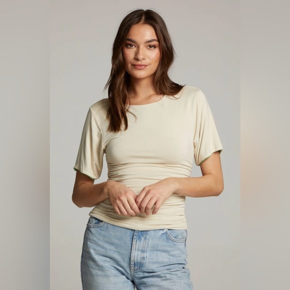 Chaser Sz S Ocala Whitecap Piquant REVERSIBLE Fitted Top REVERSES IVORY TO GREEN - Picture 1 of 16